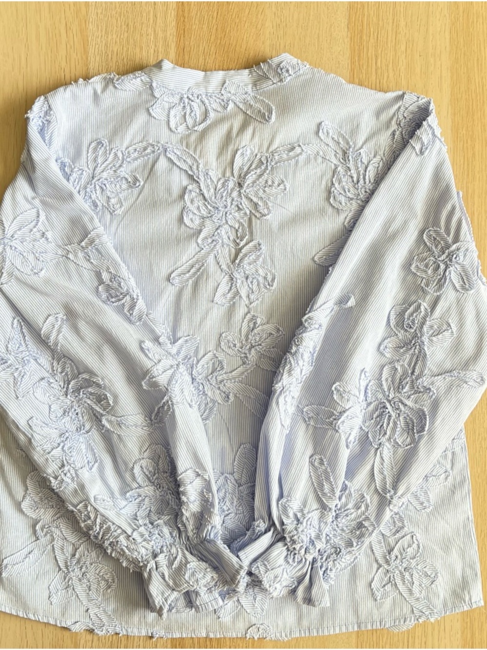 Zara Embroidered Floral Blue Stripe Blouse XS Cotton Boho - Picture 7 of 15